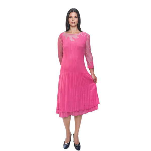 Leaf Illusion 3/4 Sleeve Crinkle Dress - DR459